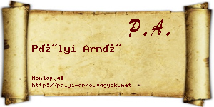 Pályi Arnó névjegykártya